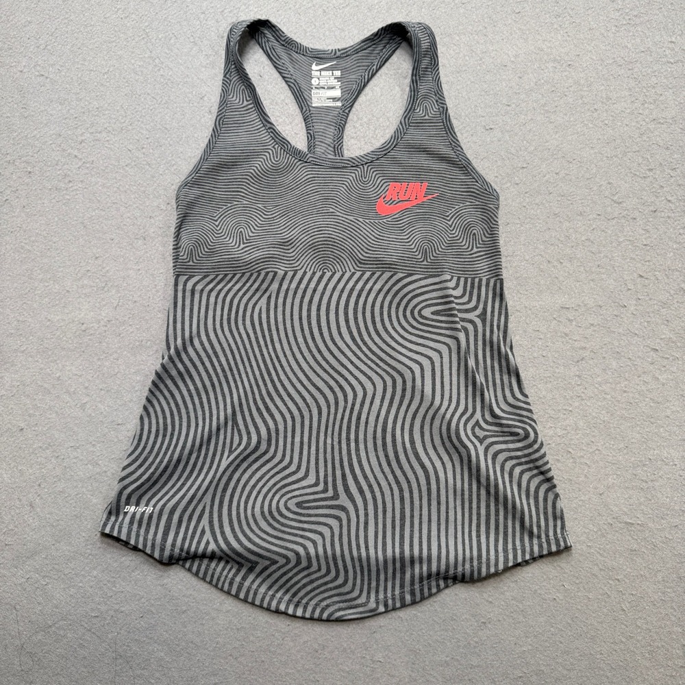 Nike Tank Top Women's Small Gray Dri-FIT Racerback Swoosh Athletic Running Gym